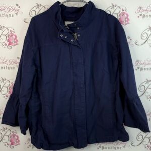 Caslon coat, jacket, ruffle, bell, bottom sleeves, Dark Blue Utility Jacket